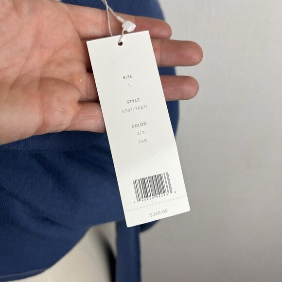 Vince Sweater L Womens New $320 Blue 100% Cashmere Soft Minimalist Pullover - Picture 7 of 11